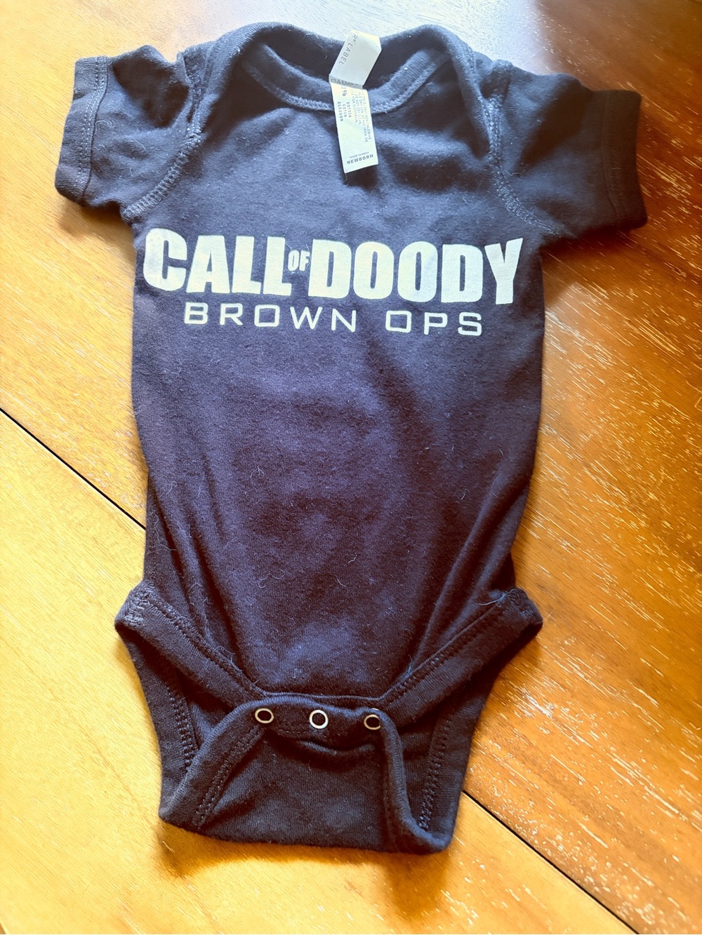 Black "Call of Doody - Brown Ops" Kids One-Piece Bodysuit